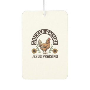 Hühneraufzucht Jesus Preisend Vintage Farm Shirt_ Autolufterfrischer