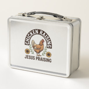 Hühneraufzucht Jesus Preisend Vintage Farm Shirt_ Metall Brotdose