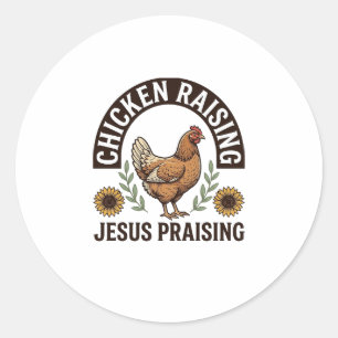 Hühneraufzucht Jesus Preisend Vintage Farm Shirt_ Runder Aufkleber