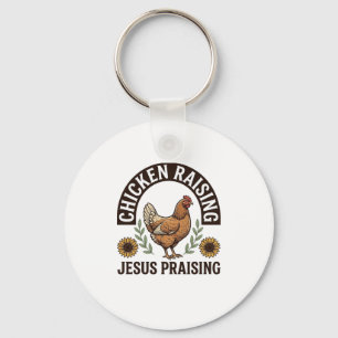 Hühneraufzucht Jesus Preisend Vintage Farm Shirt_ Schlüsselanhänger