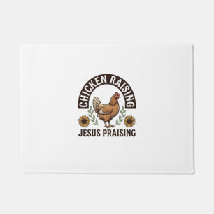 Hühneraufzucht Jesus preisende Vintage-Farm-Shirt_ Fußmatte
