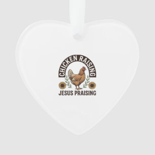 Hühneraufzucht Jesus preisende Vintage-Farm-Shirt_ Ornament