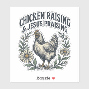 Hühneraufzucht und Jesus preisende Vintage-Henne Aufkleber