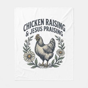 Hühneraufzucht und Jesus Preisendes Vintage-Huhn Fleecedecke