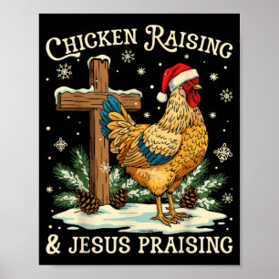 Hühneraufzucht und Jesus preisendes Weihnachtsfest Poster