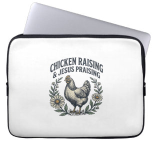Hühneraufzucht und Jesus-Preisung Vintage-Henne Laptopschutzhülle