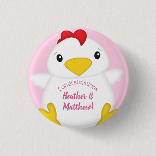 HühnerBaby-Dusche Rosa Farm Button