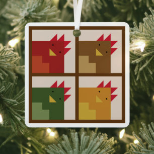 Hühnerbarn Quilt Metal Ornament Aus Metall