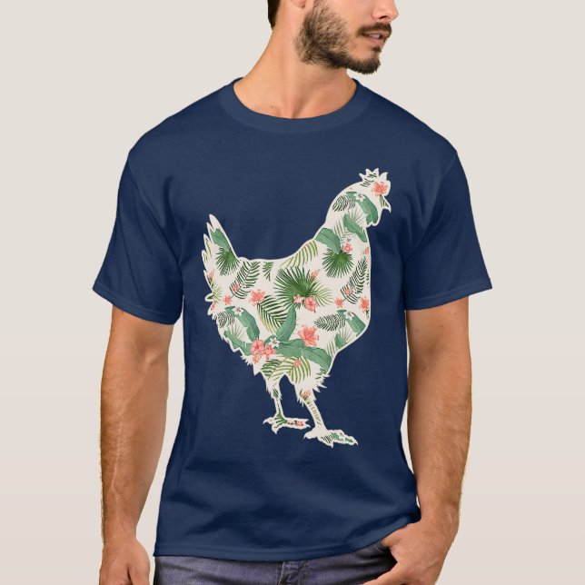 Hühnerblume Mädchen Print Floral Hen Hawaiian T-Shirt (Vorderseite)