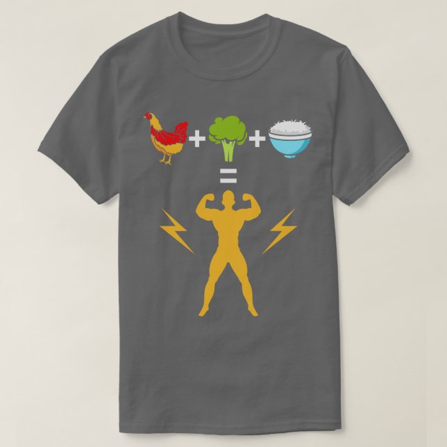 Hühnerbroccoli und Reisbodybuilder T-Shirt (Design vorne)