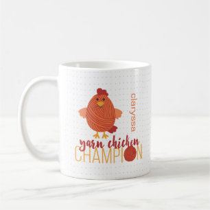 HühnerChampion Tasse aus Rot und Orangengarn