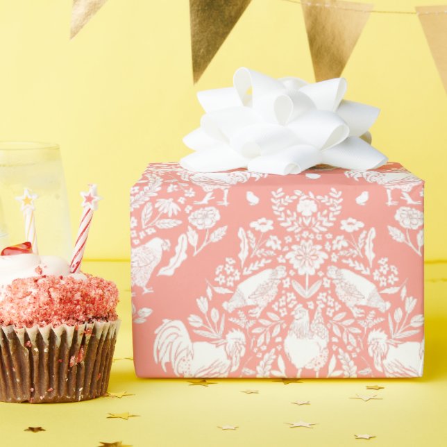 HühnerDamask Geschenkpapier (Geburtstagsparty)