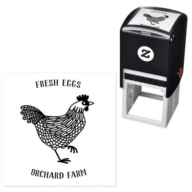 Hühnereier Permastempel (Fresh Eggs custom text chicken hen self inking stamp ideal for farmers and poultry farms)
