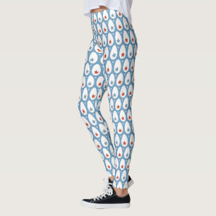 Hühnereier, Rotweiße blaue Sterne Bauernmuster Leggings