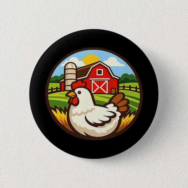 Hühnerfarm-Design Hühnerhalter Rn Landleben Button (Vorderseite)