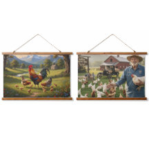 Hühnerfarm Holz Wandteppich
