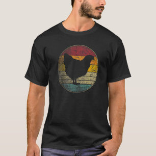 Hühnerfarm im Retro-Stil der 70er Jahre mit distre T-Shirt