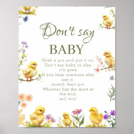 Hühnerfarm Say Baby Shower Game-Zeichen Poster