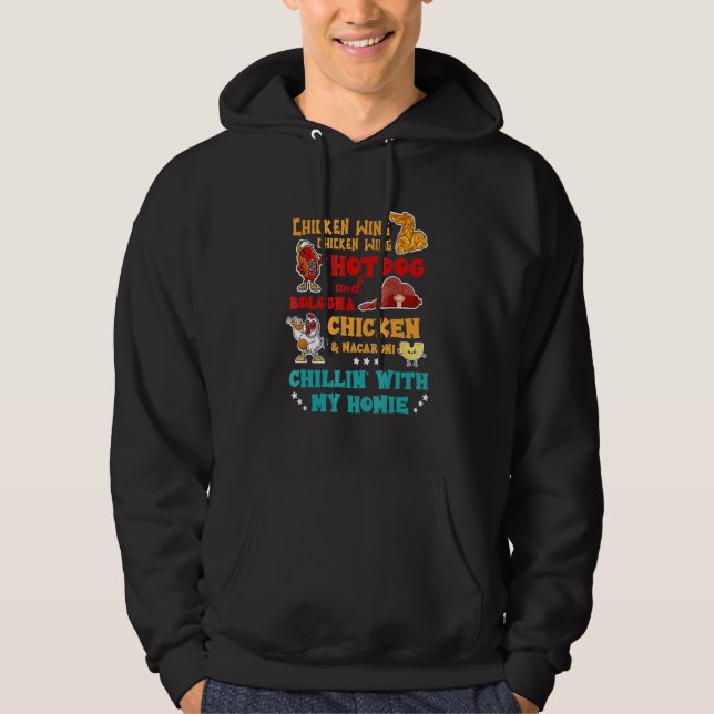 Hühnerflügel Hot Dog und Bologna Chicken & Macaron Hoodie (Vorderseite)