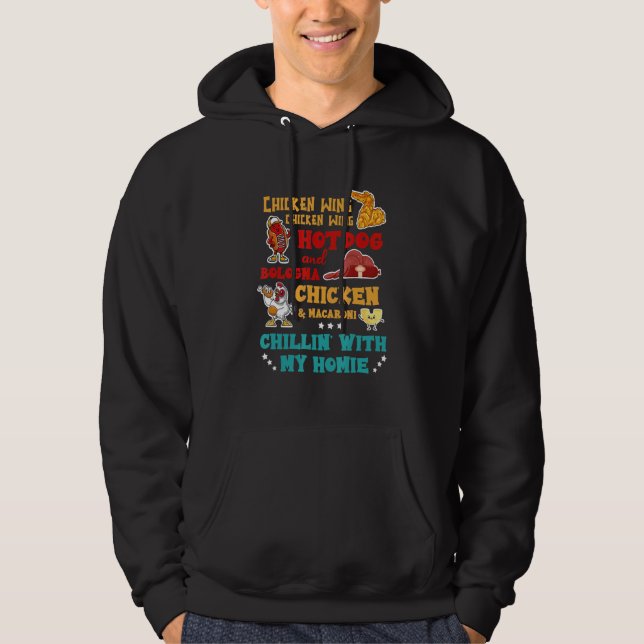 Hühnerflügel Hot Dog und Bologna Chicken & Macaron Hoodie (Vorderseite)