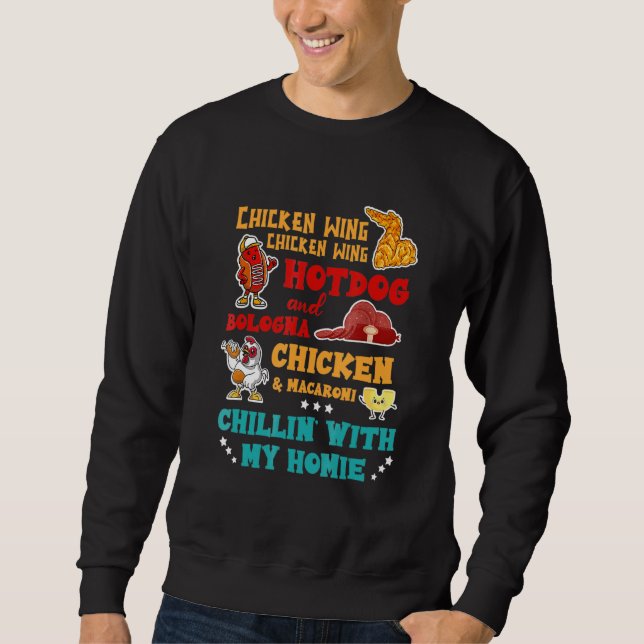 Hühnerflügel Hot Dog und Bologna Chicken & Macaron Sweatshirt (Vorderseite)