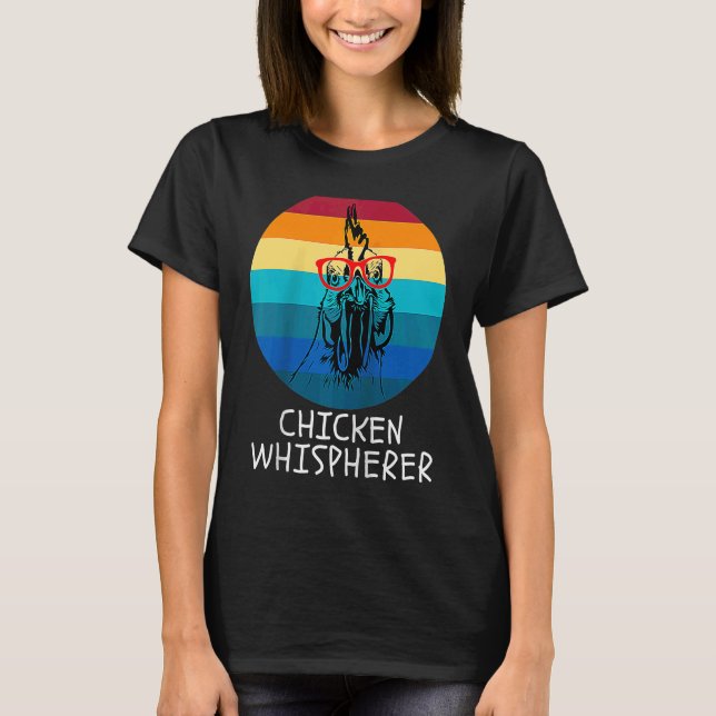 Hühnerflüsterer mit Retro-Sonnenuntergang Hinterho T-Shirt (Vorderseite)