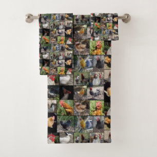 Hühnerfoto-Collage, Badhandtuch Set