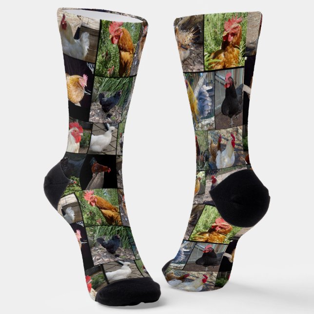 Hühnerfoto-Collage, Crew Socken (Gewinkelt)