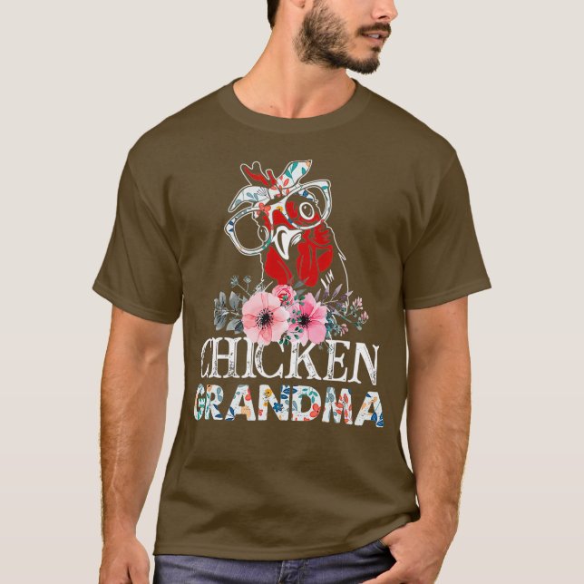 Hühnergrandma Floral T-Shirt (Vorderseite)