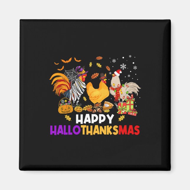 HühnerHalloween glückliches Hallothanksmas Herbstf Magnet (Vorne)