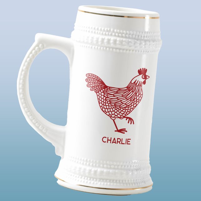 Hühnerhen Personalisiert Bierglas (Chicken hen poultry personalized beer stein)