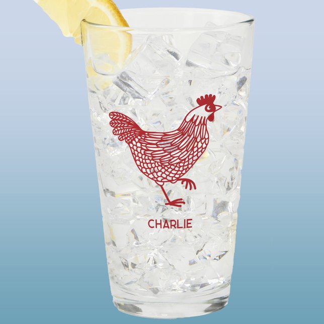 Hühnerhen Personalisiert Glas (Chicken hen poultry personalized glass tumbler)