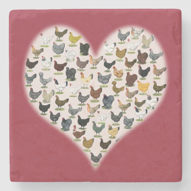 Hühnerherz Steinuntersetzer (Vorderseite)