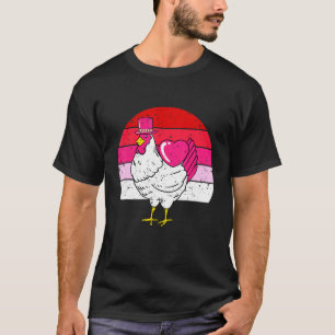 Hühnerherz Valentinstag Retro-Bauernhoftier Liebe T-Shirt