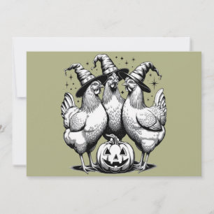 Hühnerhexen Funny Halloween Vintage Hexe Einladung