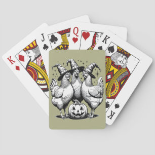 Hühnerhexen Funny Halloween Vintage Hexe Spielkarten