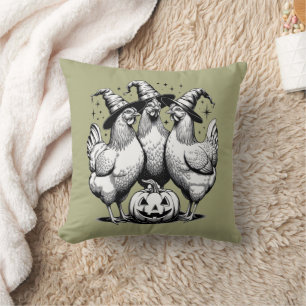 Hühnerhexen Lustiges Halloween Vintage Hexe  Kissen