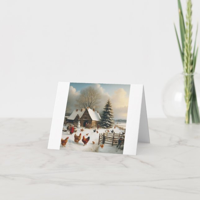 Hühnerhof Weihnachten Karte (Vorderseite)
