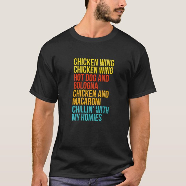 Hühnerhühner Wing Hot Dog und Bologna Männer T-Shirt (Vorderseite)