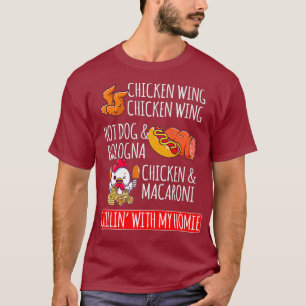 Hühnerhühner Wing Hot Dog und Bologna T-Shirt