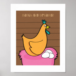 Hühnerillustration Kids Farm Animal Art Poster