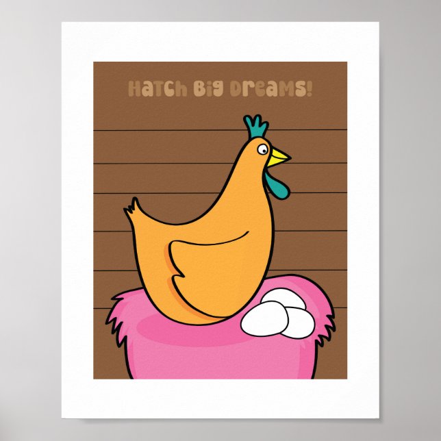 Hühnerillustration Kids Farm Animal Art Poster (Vorne)