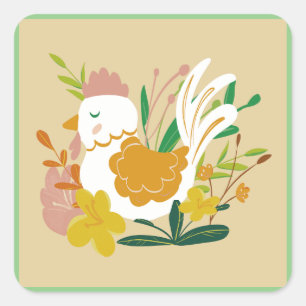 Hühnerkleber Quadratischer Aufkleber