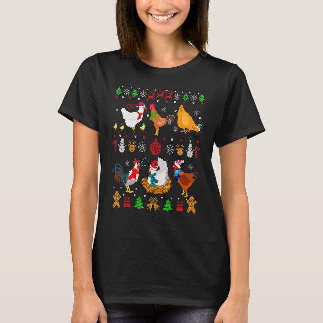 Hühnerkollektion Weihnachtspullover Santa Huhn T-Shirt (Vorderseite)
