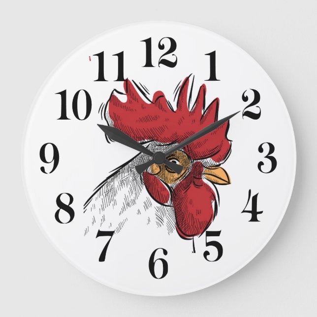 Hühnerkopf-Wanduhr Große Wanduhr (Vorderseite)