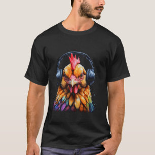 Hühnerkopfhörer hegen farbenfrohe Funny Animal Pri T-Shirt