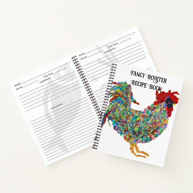 Hühnerkunst Extravagantes Rooster-Rezept Notizbuch (Innenseite)