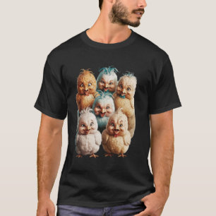 Hühnerkunst, Verrückte Hühner, Farbige Kunst T-Shirt