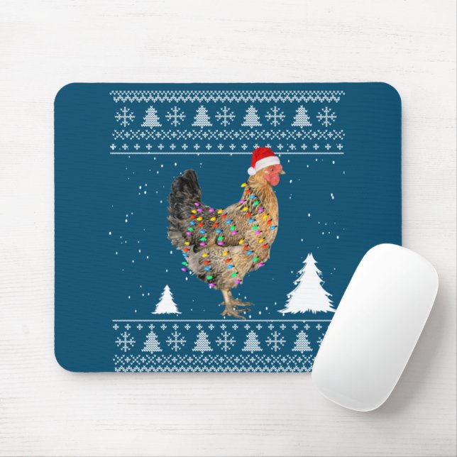 Hühnerleuchten mit Weihnachtsmannmütze Weihnachten Mousepad (Mit Mouse)