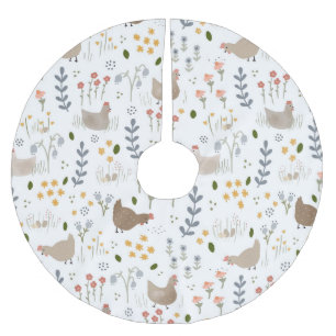Hühnerliebhaber Blumenweihnachtsferien Polyester Weihnachtsbaumdecke